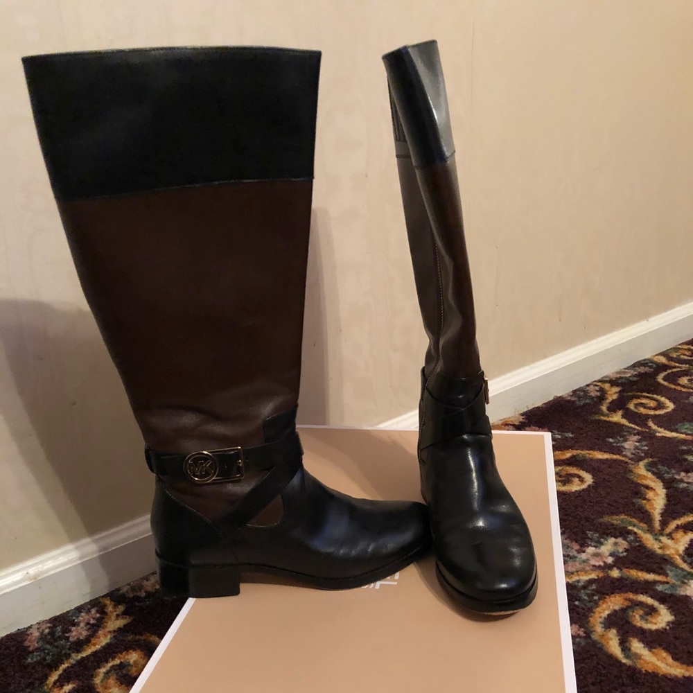 Micheal Kors Riding Boots With Gold Hardwear